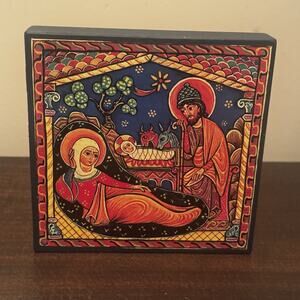 Nativity Icon Reproduction Solid Oak Handcrafted Clear Creek Abbey Monks Unique